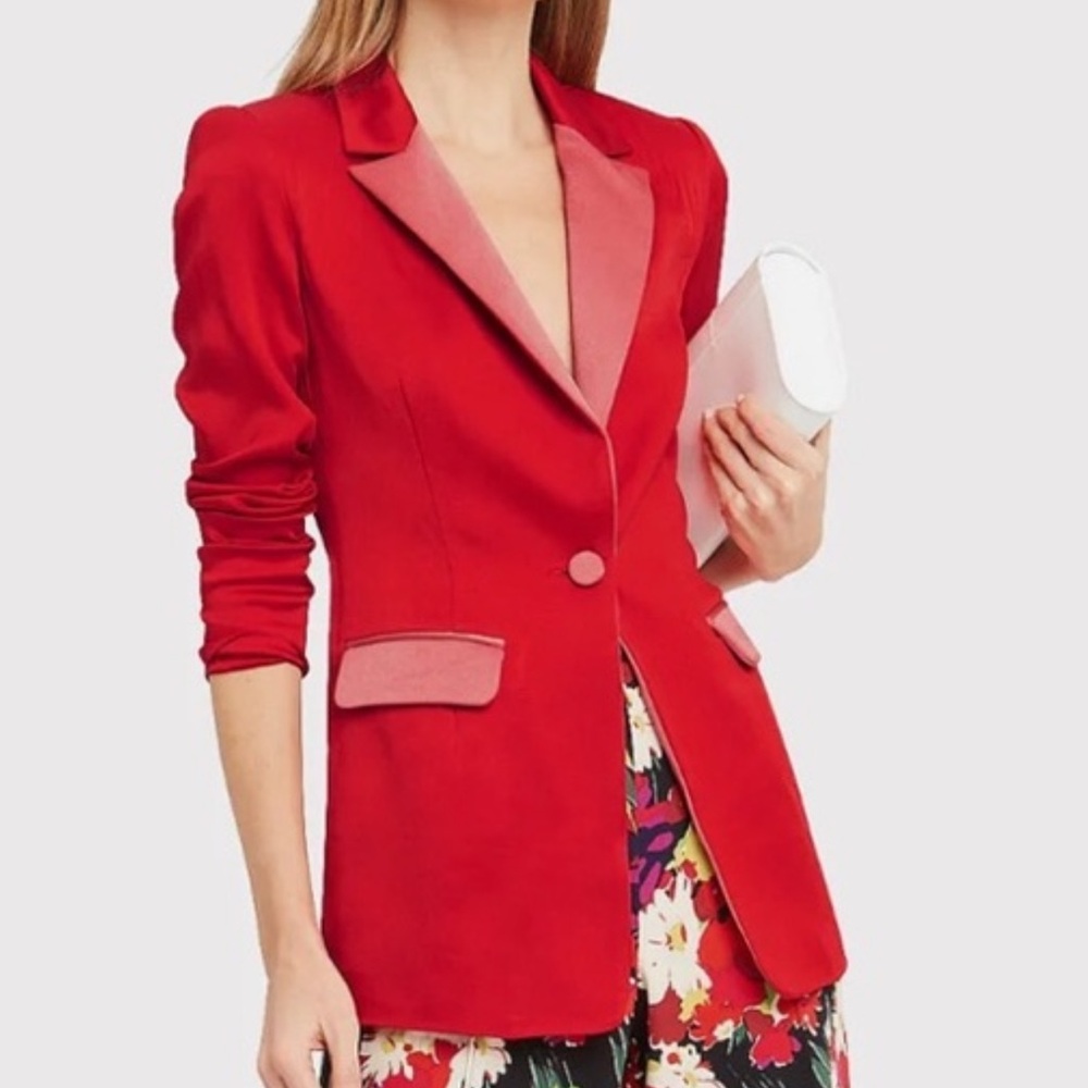 $498 Sz XS Alexis Red Pink Satin Nevra Blazer- Valentine’s Day!!